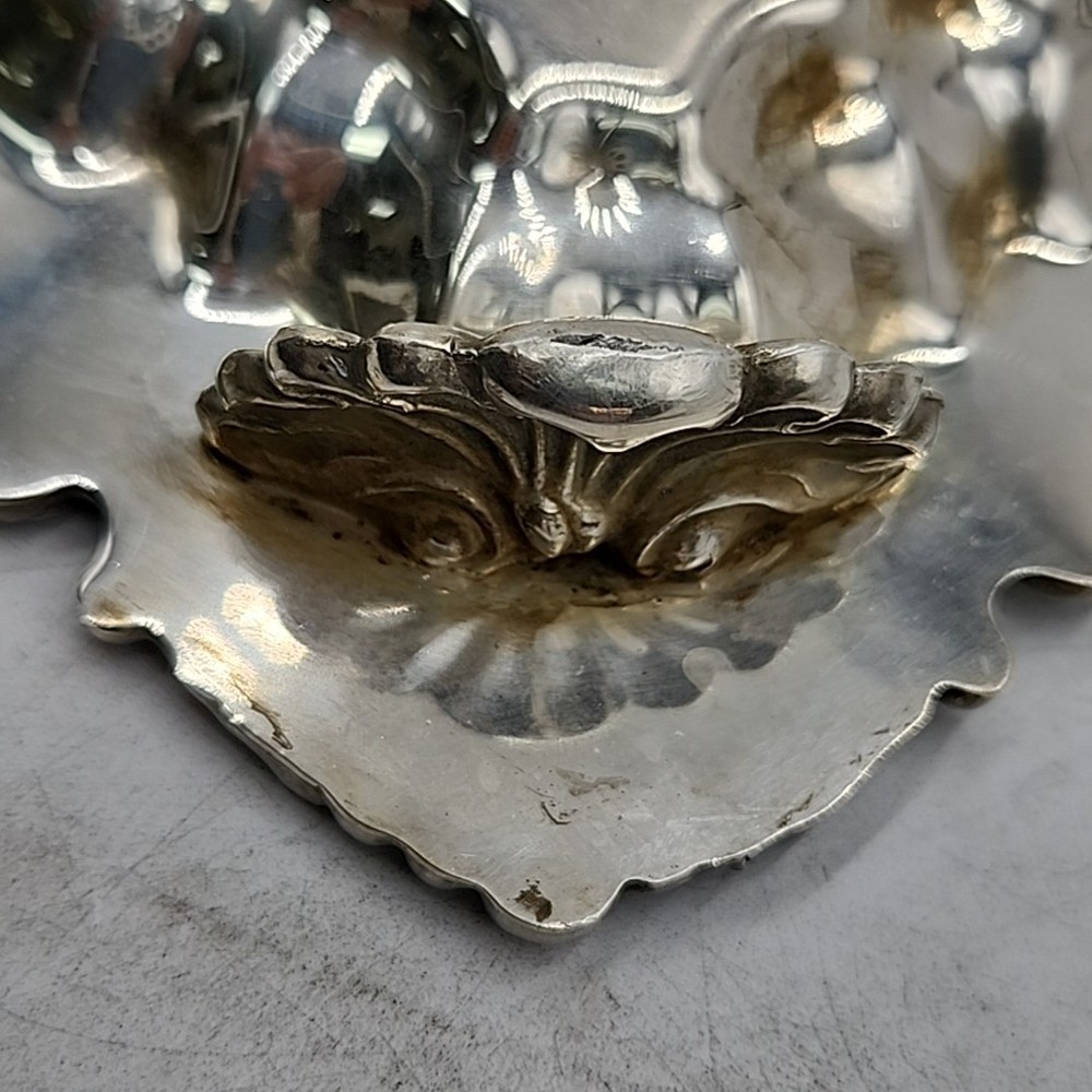 Vintage Wallace X121 Square Silver Plate Footed Tray in "Chippendale" Pattern