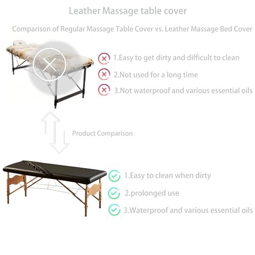 Leather Massage Table Cover Protector, Washable & Stain-Resistant for Black