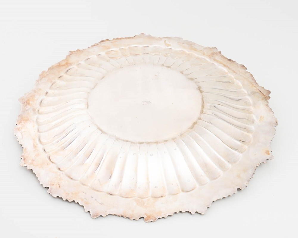 Reed & Barton Silverplate Aspic Round Tray 18" Fluted Serving Platter Dish #4025