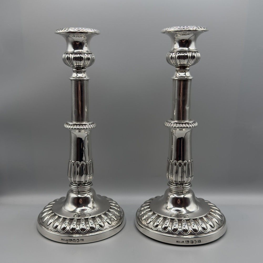 Rare Antique George III Telescopic Silver Candlesticks John & Thomas Settle 1817