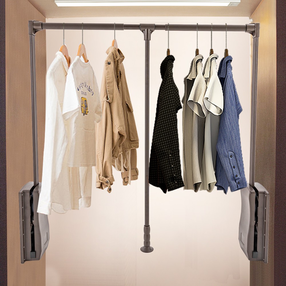 35-47 " Adjustable Closet Rod Closet-Mounted Simple Pull Down Hanger Shelf NEW