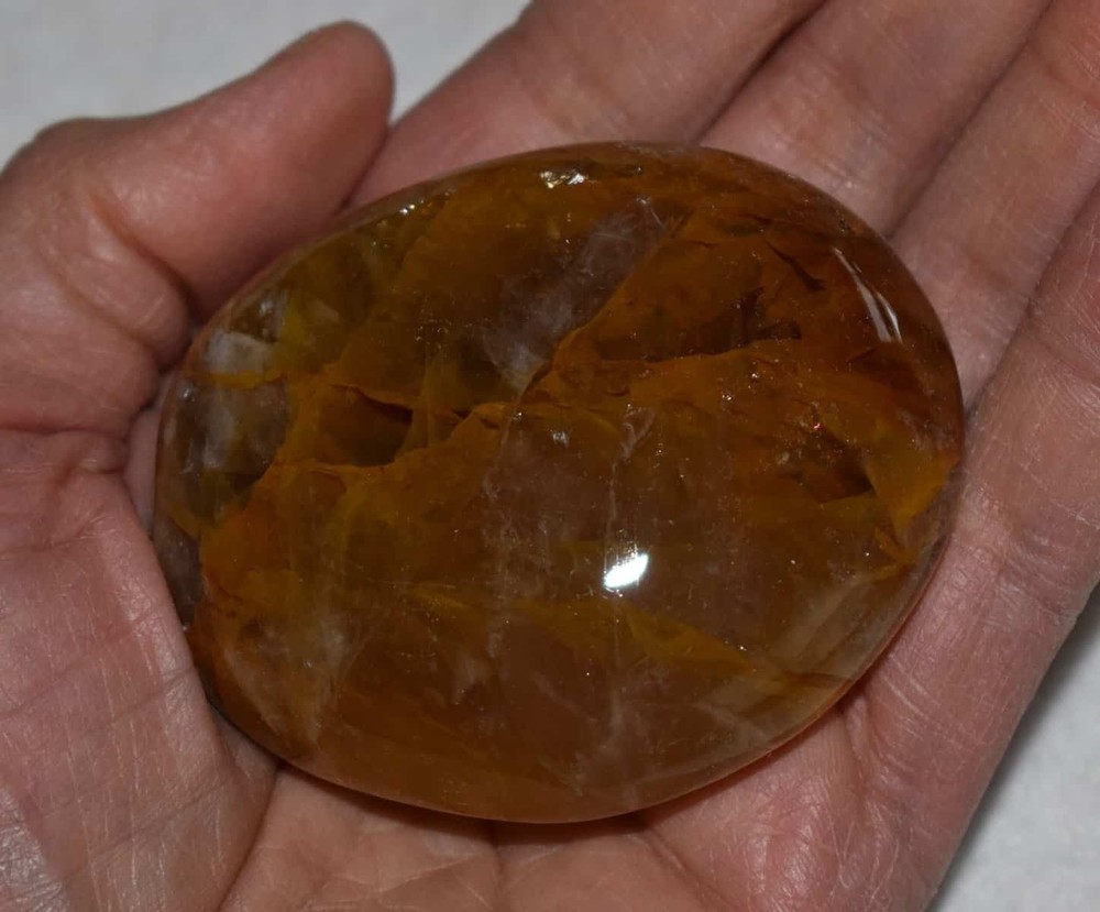 Yellow Hematoid Quartz Palm Stone #15