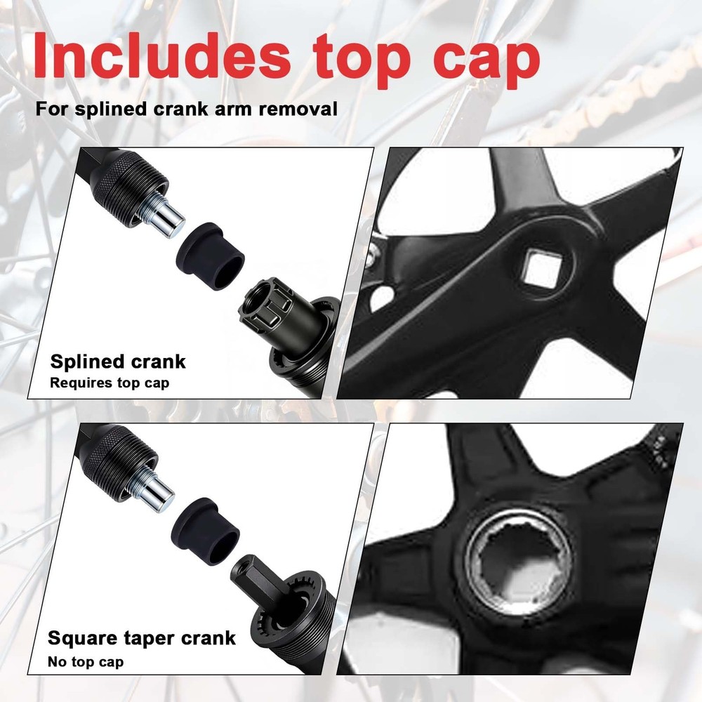 Bicycle Crank Puller Tool Kit With Wrench Medium Maintenance Repair Set Black
