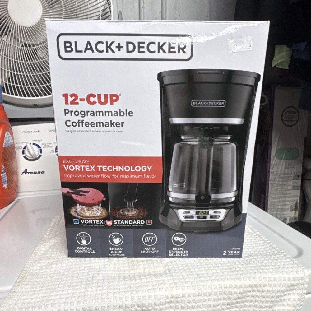 BLACK+DECKER 12-Cup Programmable Coffeemaker Black Vortex Technology