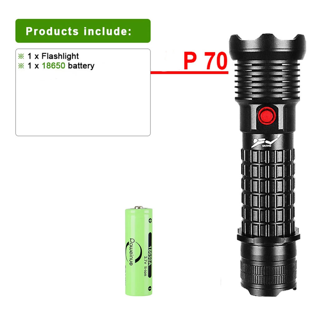 Most Powerful Professional Scuba LED Dive Flashlight Underwater Light Dive Torch
