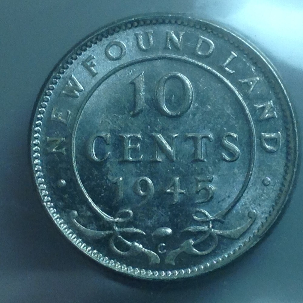 1945C - Ten Cent - ICCS - AU-55 - Newfoundland