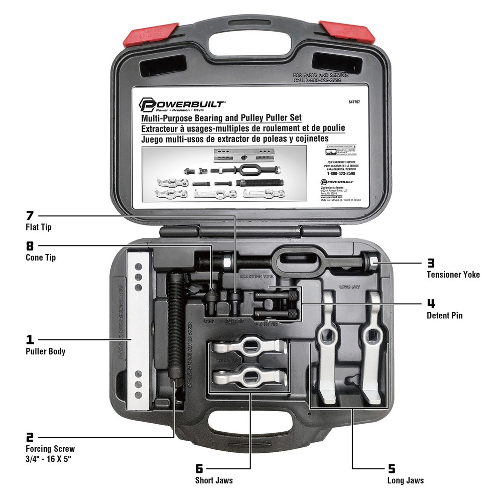 Powerbuilt Multi Purpose Bearing and Pulley Puller Kit - 647757