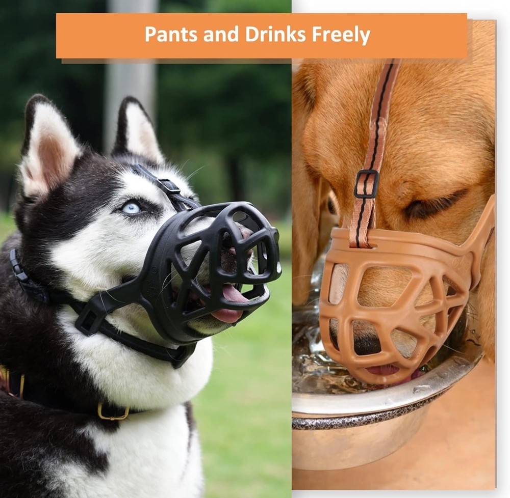 BARKLESS Dog Muzzle, Basket Muzzle for Biting, Chewing and Scavenging Size M