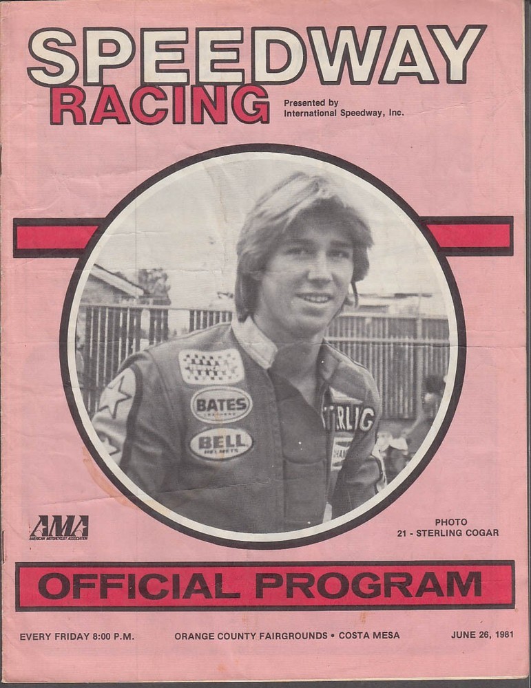 SPEEDWAY RACING program Orange Cty Fairgrounds Costa Mesa CA 6/26 1981