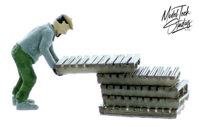 N Scale Figure Working Stacking Pallets includes Pallets Finished N scale SET