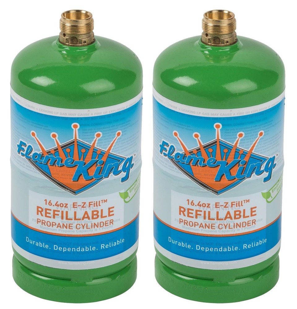 Flame King 2-Pack 1LB EMPTY Refillable Propane Tank Cylinder 16.4 oz for Camping