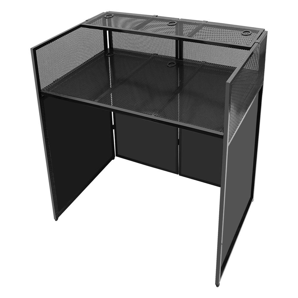 Foldable DJ Booth Stand DJ Booth Facade Table DJ Controller Stand with Casters