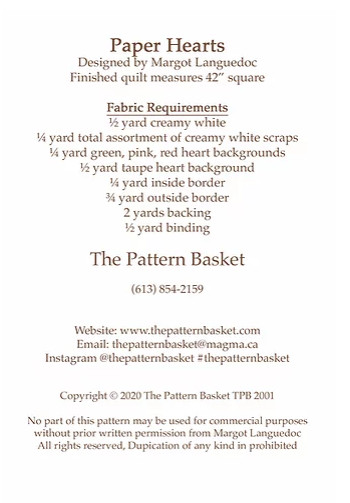Pattern Basket PAPER HEARTS Pattern