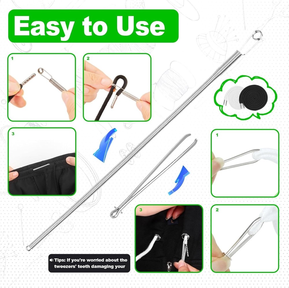 15-Piece Drawstring Set – 12 Replacement Drawstrings for Pants, Jackets & Hoo...