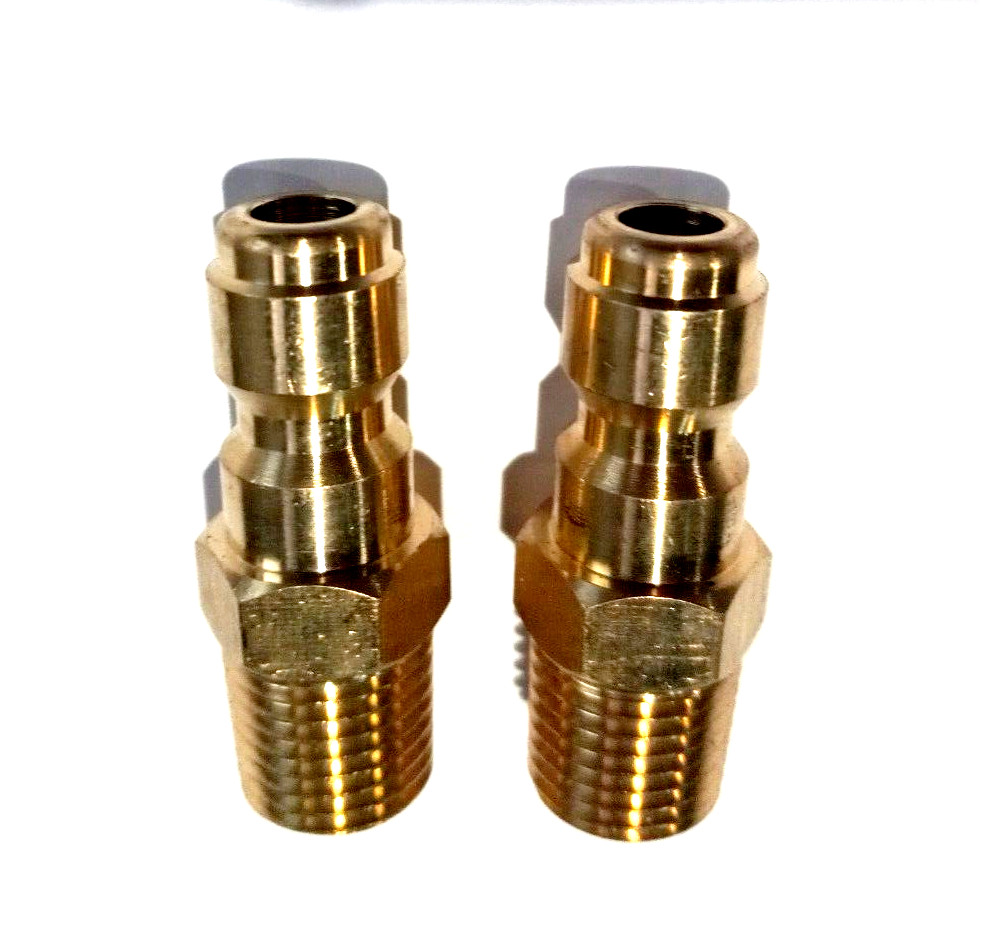 1/4 M NPT Solid Brass Pressure Washer Quick Coupler Plugs (2)  JE Adams Quality