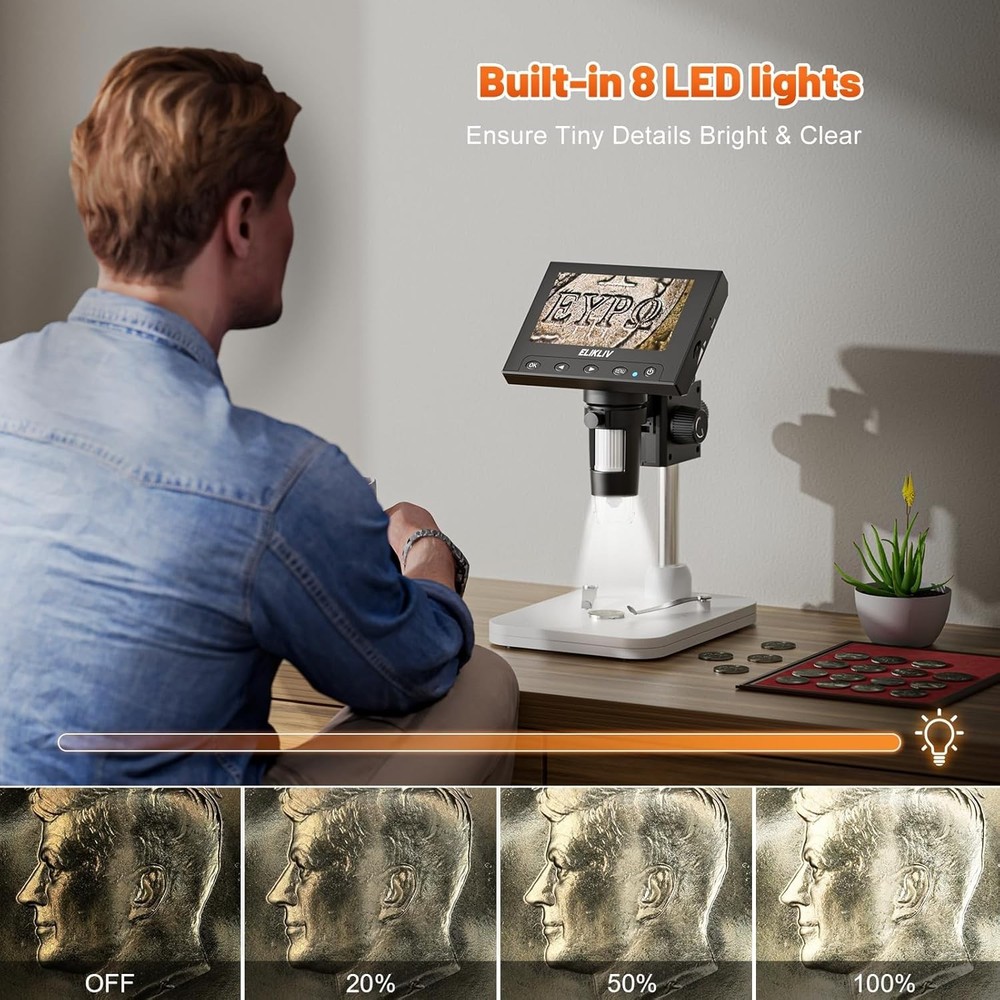 High-Definition Coin Microscope 1000x - LED Illumination & USB PC Compatibility