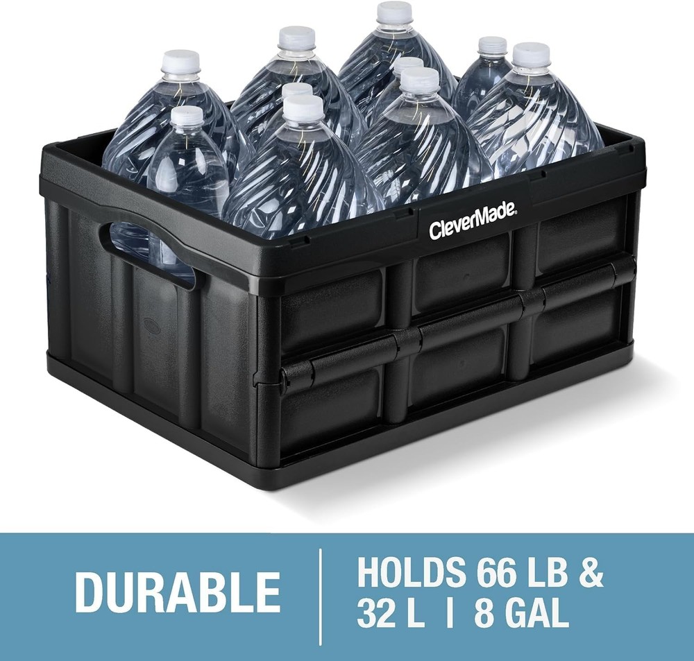Collapsible Storage Bins Obsidian 3 Pack 32L Stackable Containers Heavy Duty
