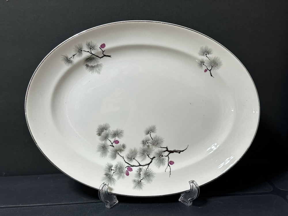 POPEGOSSER SILVER PINE 13" Oval Serving Platter (CR036)
