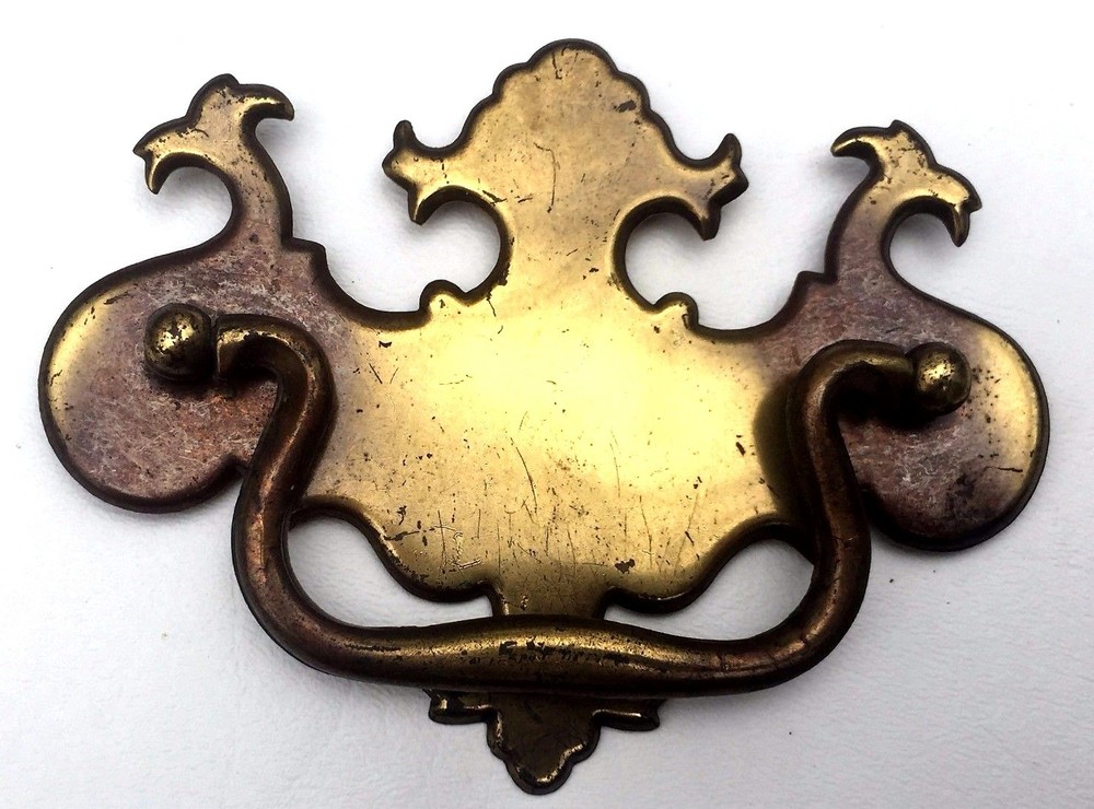 Brass Vintage Antique Hardware Colonial Chippendale drawer pull 3 1/2" center