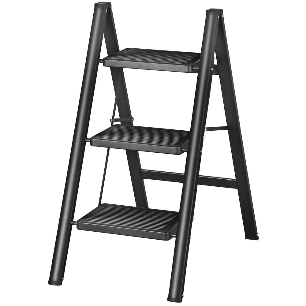 Step Ladder 3 Step Folding Step Stool 330 Lbs for Home Tall Kitchen/Closet Black