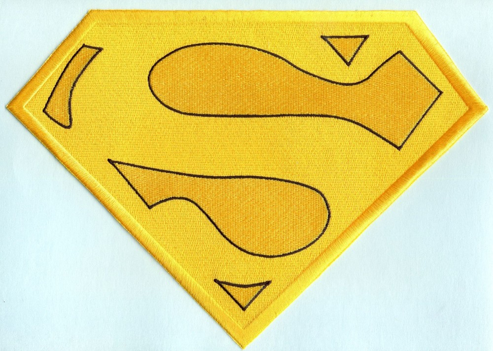 7" x 10" Embroidered Christopher Reeve Yellow & Black Superman Cape Logo Patch