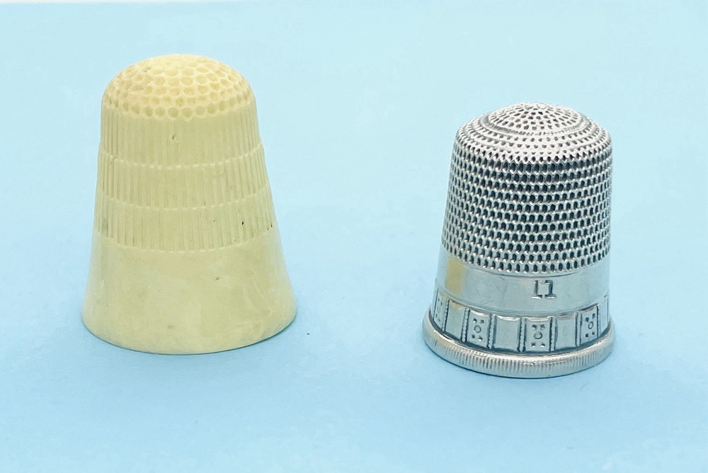 2-Pc Sterling Silver Sewing Thimble Size 11 & Plastic Thimble