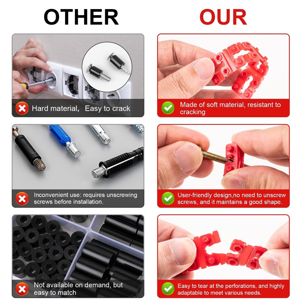 48 PCS Outlet Spacers for Electrical Box Plastic Wall Plate Stackable