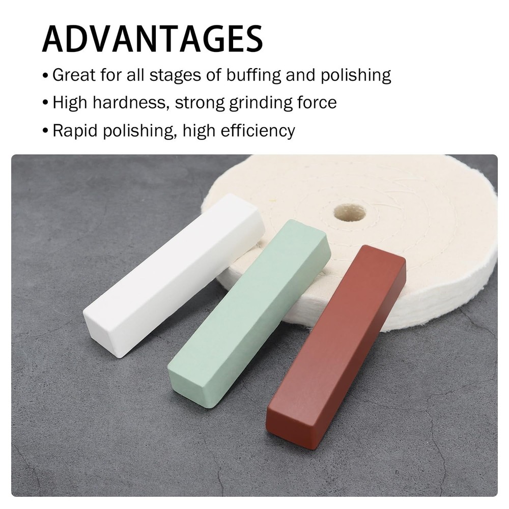 Color Coded Polishing Compounds Set - Fine, Medium and Coarse for Buffing Wheels