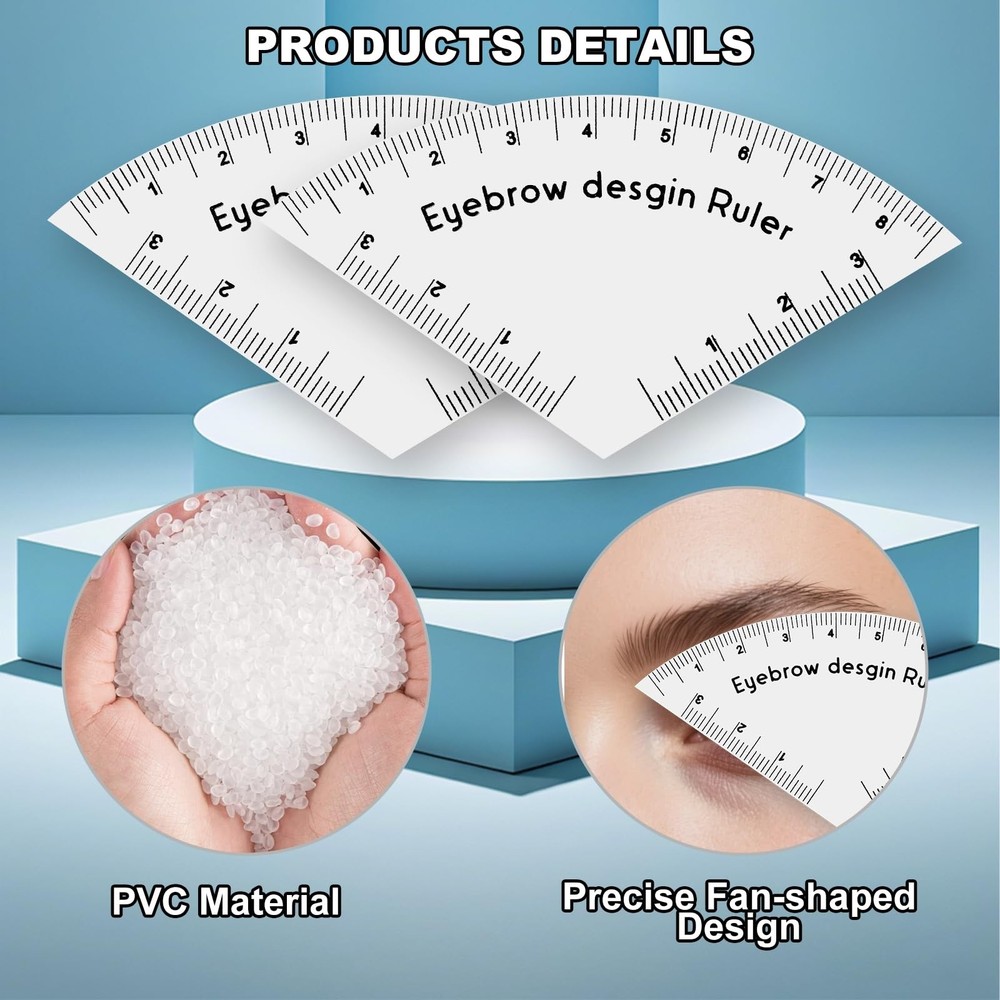 2Pcs Fast Drawing Eyebrow Design Ruler Mapping Tool, Brow Shaping Template Se...