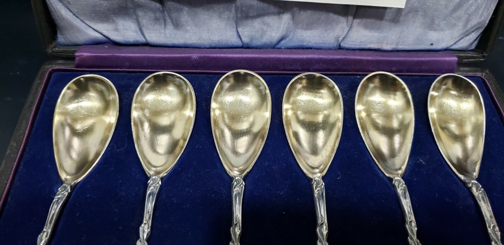 Antique 19th Century German 800 Silver Spoon Set w/ Case