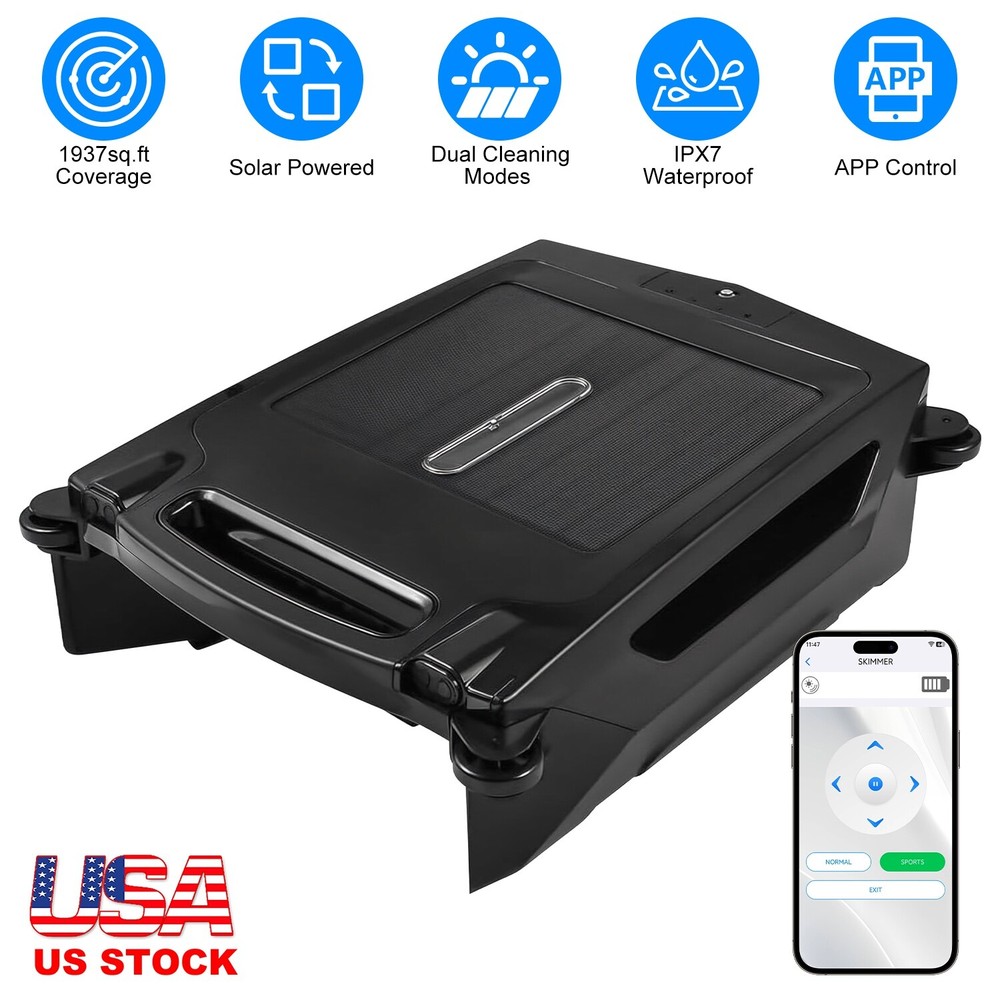 Robotic Pool Skimmer w/ Dual Charging Methods and Thorough Cleaning APP Control