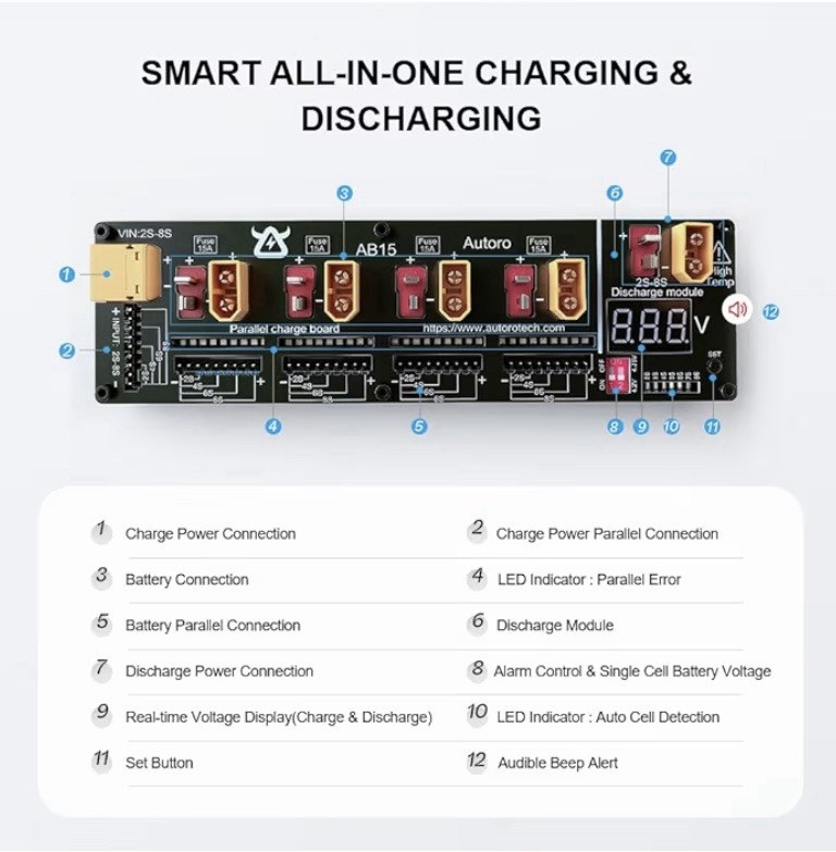 Parallel Lithium Battery Charging Board, Balanced LiPo Battery Charging Board...
