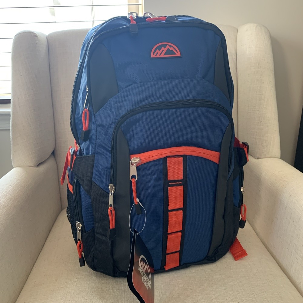 Mountain Edge 19” Padded backpack NWT Blue/Black/Orange