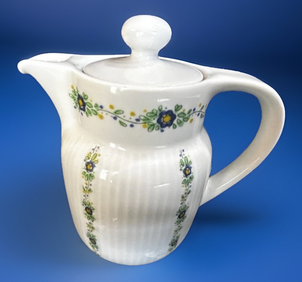 Small Ceramic Pitcher W/Lid Floral 5”H