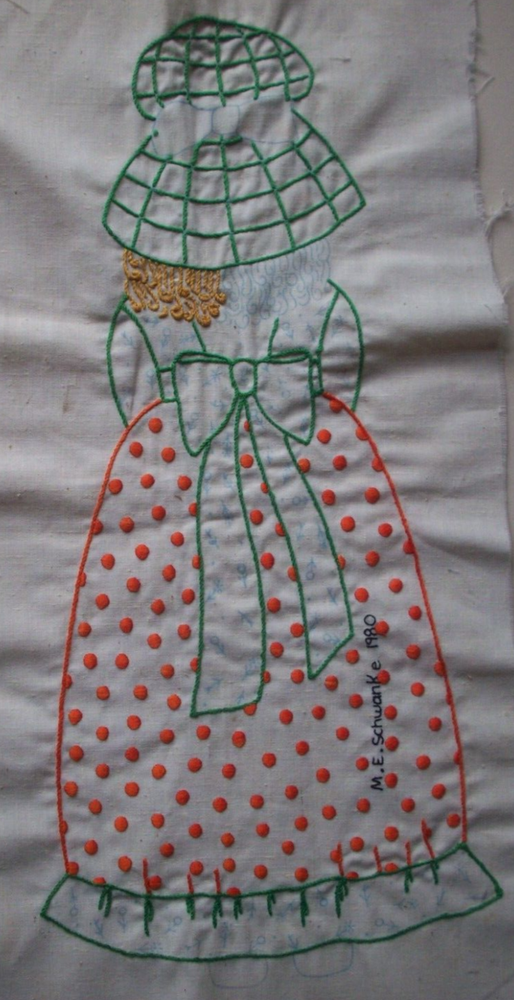 80's Started doll hand embroidered panels salvage project