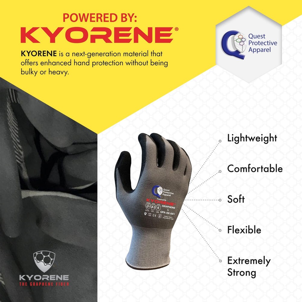 Quest Cut Resistant Work Gloves – Cut Proof Pucture Resistant Gloves Heavy