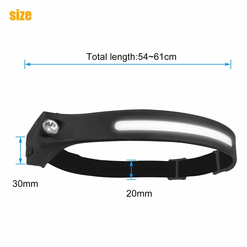 4 PACK COB+LED Headlamp Headlight Torch Flashlight Work Light Bar Head Band Lamp