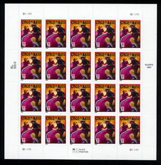 3203 CINCO DE MAYO 32c MINT SUPERB-NH SHEET