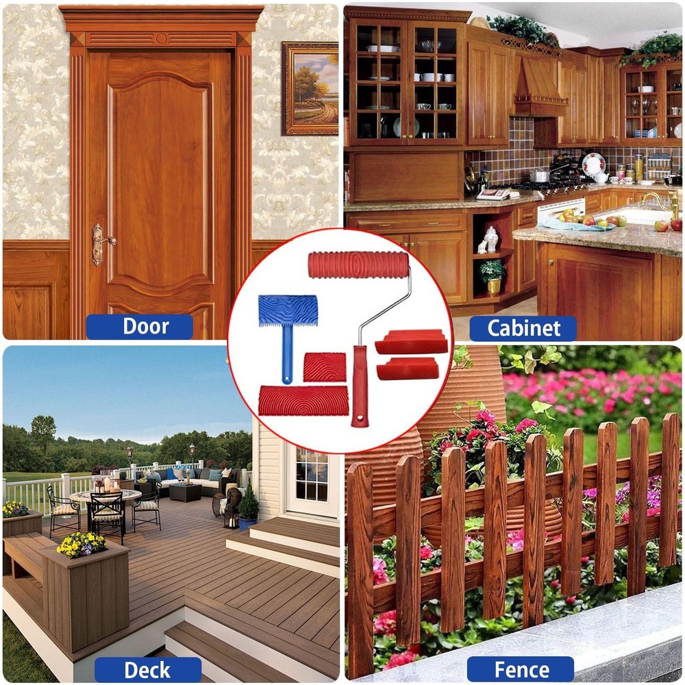 Wood Grain Tool, 11pcs Graining Tool Set 7" Roller Red