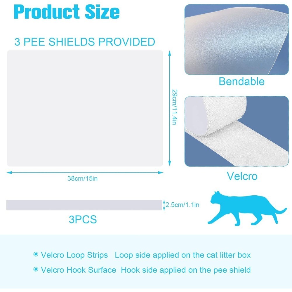 Cat Litter Box Splash Guard Shields High Sided Anti Splash Pee Protector for