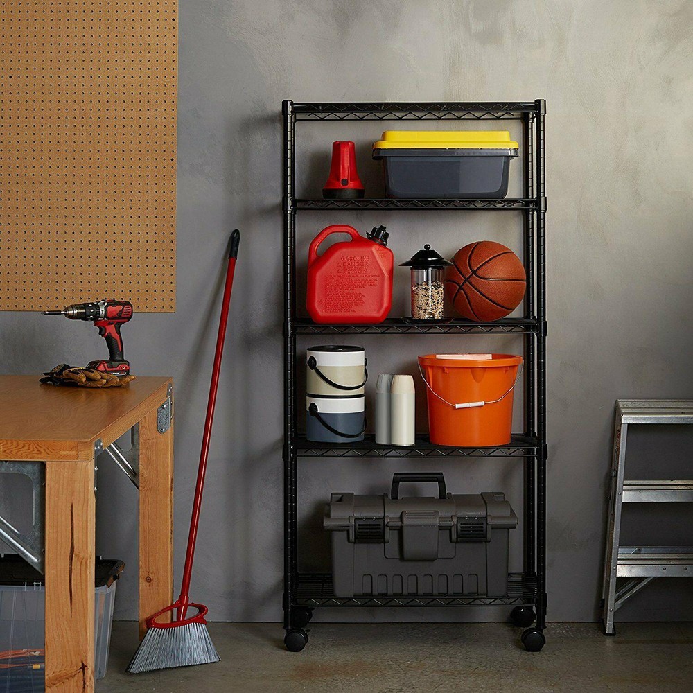 MOTOOS 5 LayerShelves Large Space Storage with 4 Wheel Casters Rolling