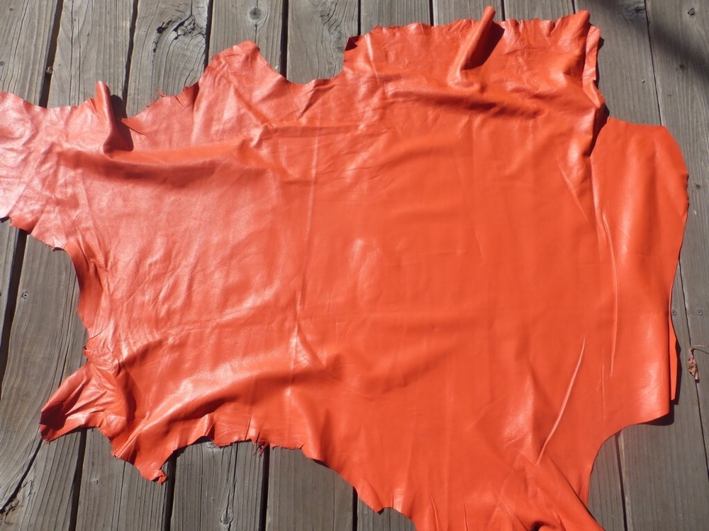lambskin leather hide Large-XL True Orange drapey soft smooth finish
