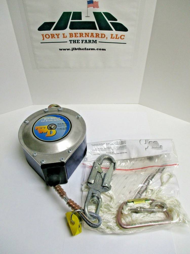 WEB DEVICES FALL ARREST SYSTEMS, 30' CABLE RETRACTABLE WITH CARIBINEER , SURPLUS