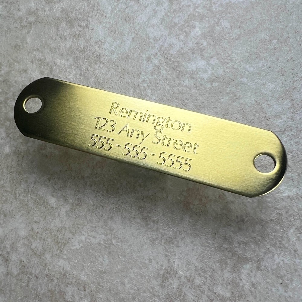 Custom Engraved NAME PLATE Engraved Dog Tags Personalized COLLAR BRUSHED BRASS