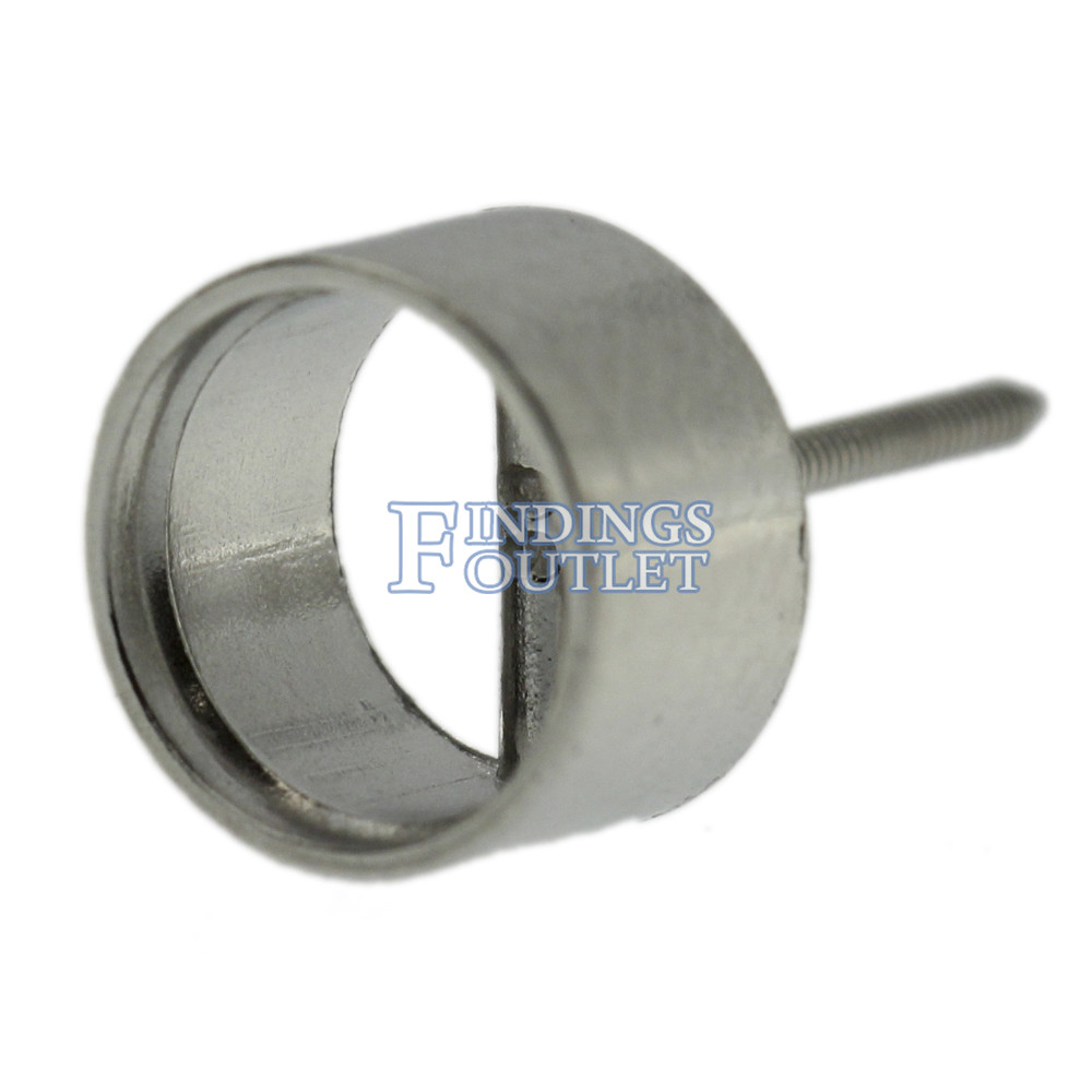 14k White Gold Round Bezel Stud Earring Mounting Setting Screw Back Post