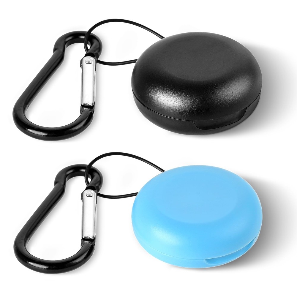 Giantree 2pcs Earplug Cases, Round Potable Ear Plug One Size, black+blue
