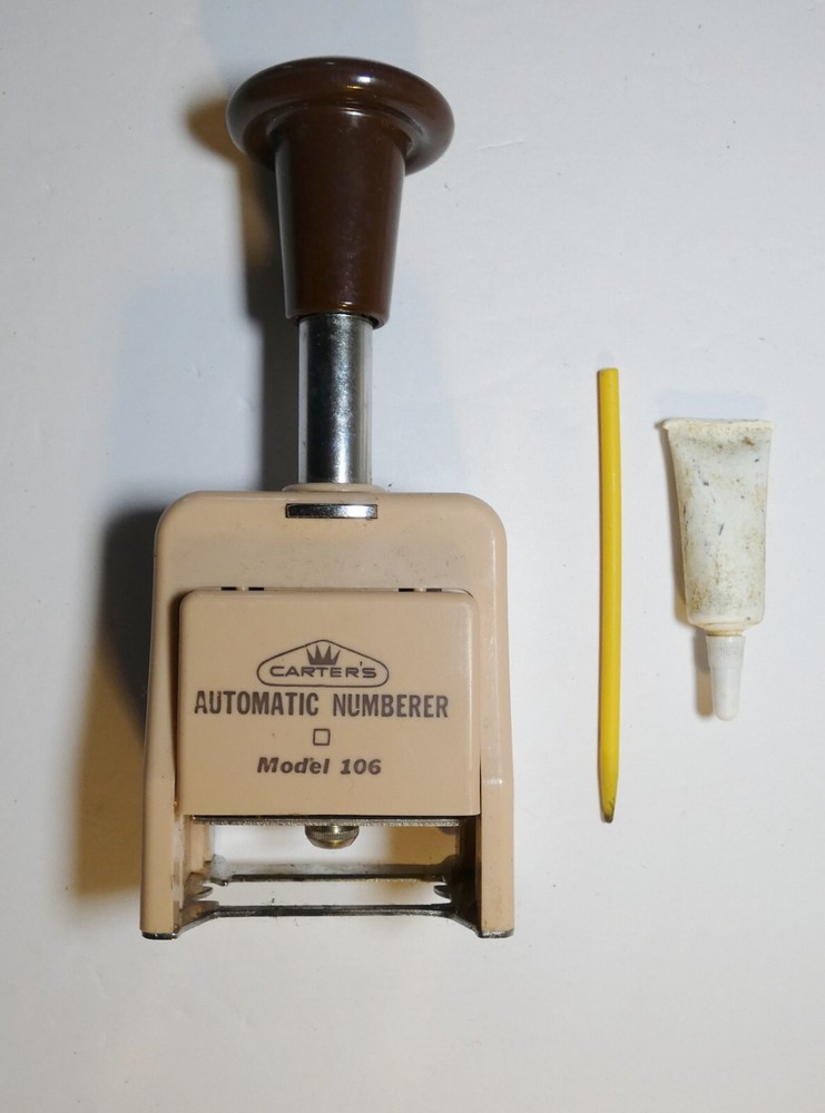 Carters Automatic Numbering Machine Model 106 Vintage Printing Ink Stamp 6 digit