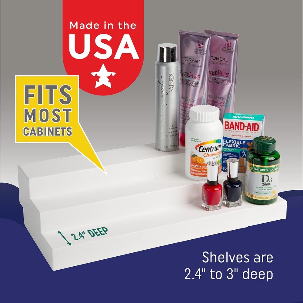 Adjustable 3 Tier Kitchen Shelf Expandable Storage for Cabinets Pantry Organi...