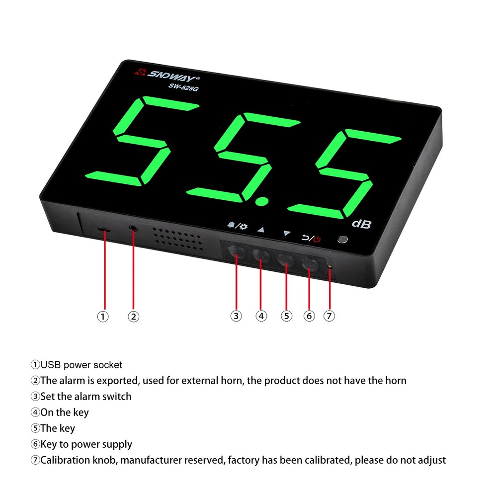 Decibel Meter - 30-130Db Range Wall Mount Sound Level Meter with LCD Display