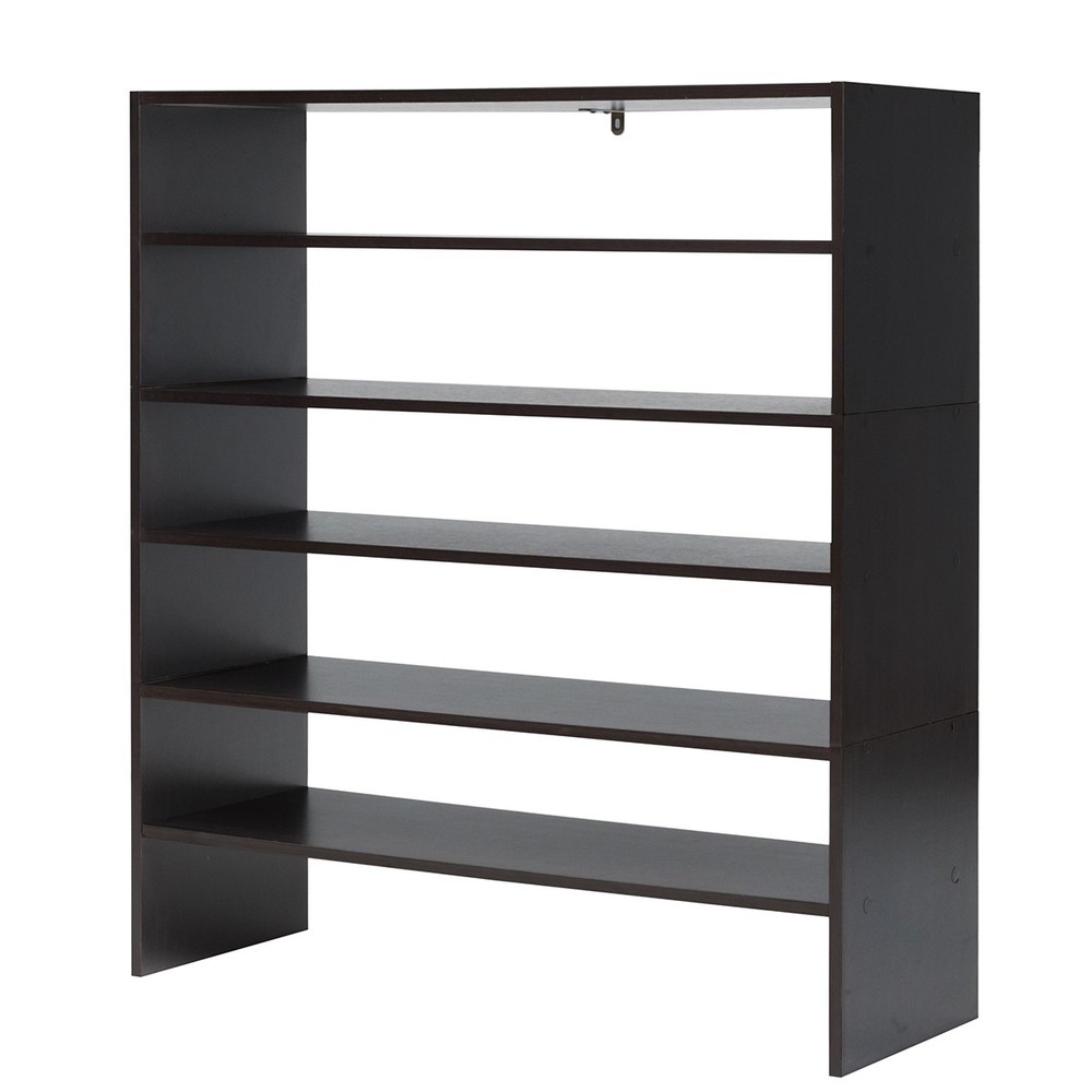 Set of 3 31-Inch Stackable Shoe Rack 2-Layer Horizontal Organizer Storage Brown